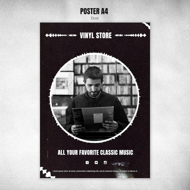Free PSD | Vinyl store poster template