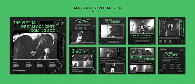 Free PSD | Virtual concert social media posts