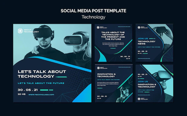Free PSD | Virtual reality social media posts