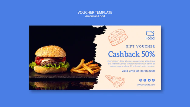 Free PSD | Voucher template with american food concept