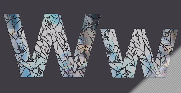 Free PSD | W in upper and lower case made of glass shards