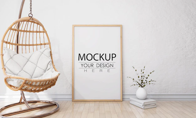 Free PSD | Wall art or picture frame in living room mockup