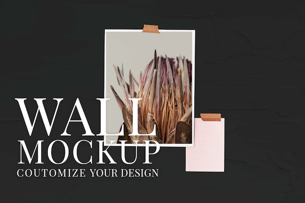 Free PSD | Wall mockup psd with flower picture