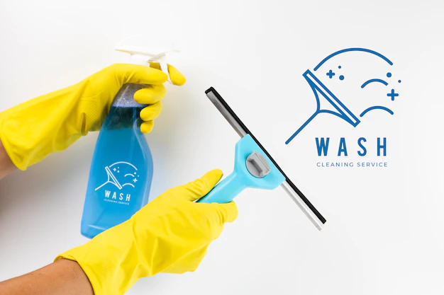 Free PSD | Wash cleaning service and protection gloves