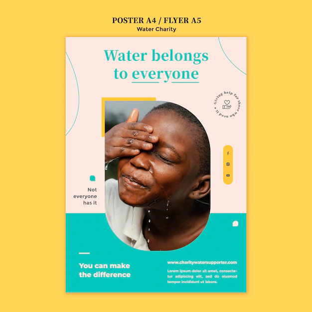 Free PSD | Water charity poster design template