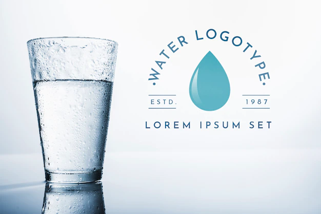 Free PSD | Water logo mockup on copyspace