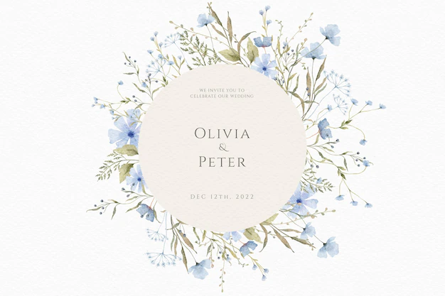 Free PSD | Watercolor wedding invitation card with delicate flowers