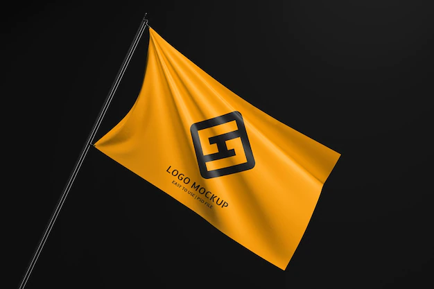 Free PSD | Waving flag mockup