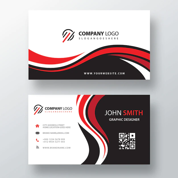 Free PSD | Wavy red and black corporate card