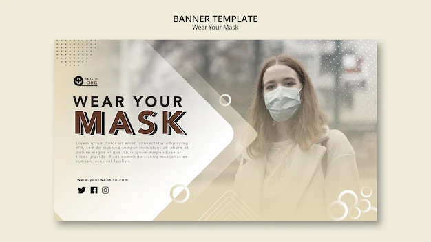 Free PSD | Wear a mask banner web template