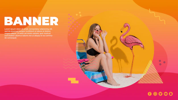 Free PSD | Web banner template in memphis style with summer concept