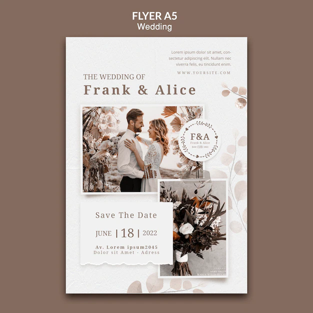 Free PSD | Wedding celebration a5 flyer template