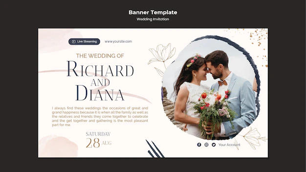 Free PSD | Wedding invitation banner design template