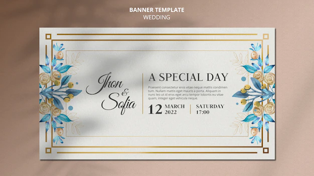 Free PSD | Wedding invitation horizontal banner template