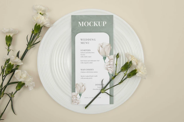 Free PSD | Wedding menu mockup design