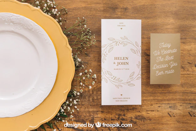 Free PSD | Wedding menu mockup