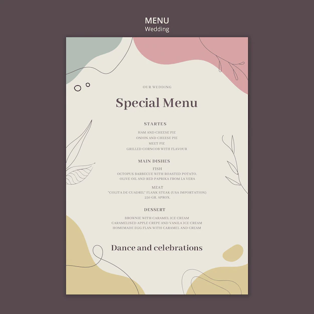 Free PSD | Wedding menu template