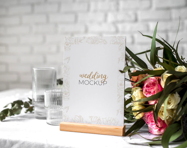 Free PSD | Wedding table display mock-up