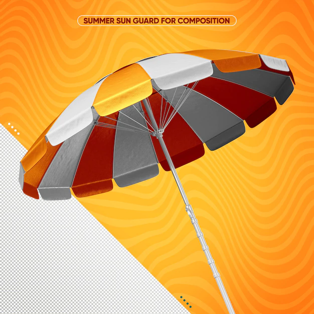 Free PSD | White and orange sunshade front view for summer