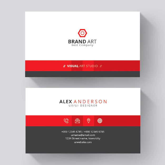 Free PSD | White business card with red details