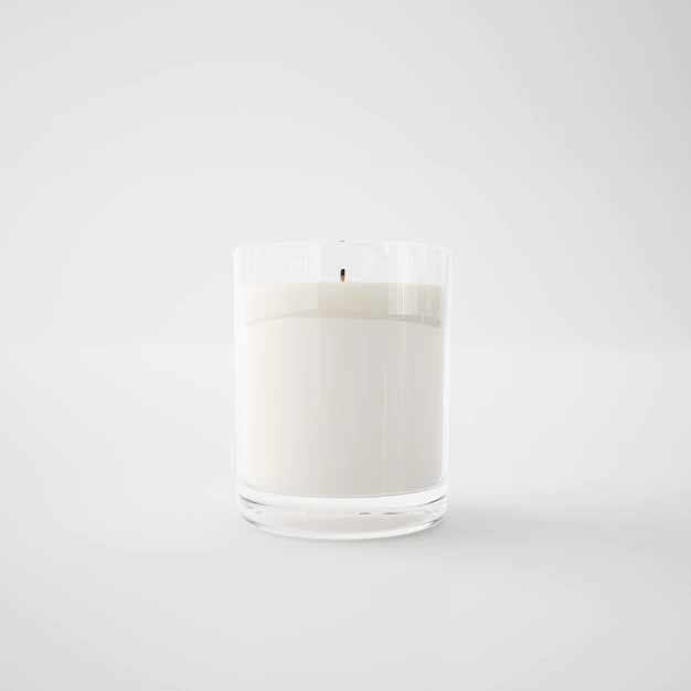 Free PSD | White candle in a glass