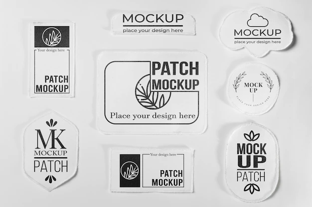 Free PSD | White clothing patch collection