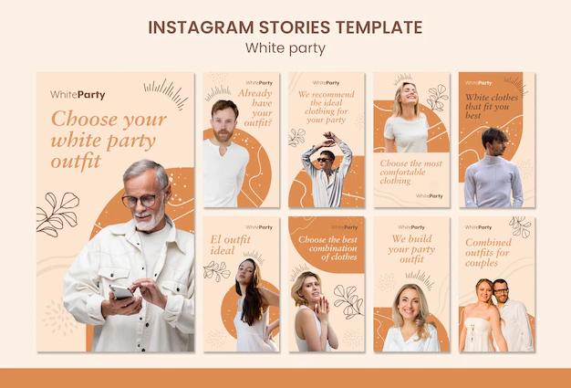 Free PSD | White party instagram stories template design