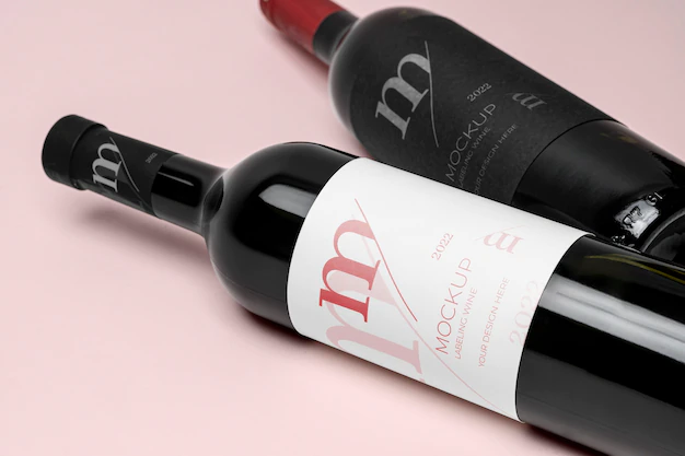 Free PSD | Wine bottle label mockup design