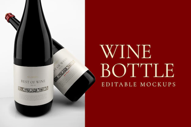 Free PSD | Wine bottle mockup psd, editable elegant design