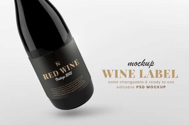 Free PSD | Wine label mockup psd, editable bottle design