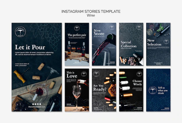 Free PSD | Wine shop instagram stories template