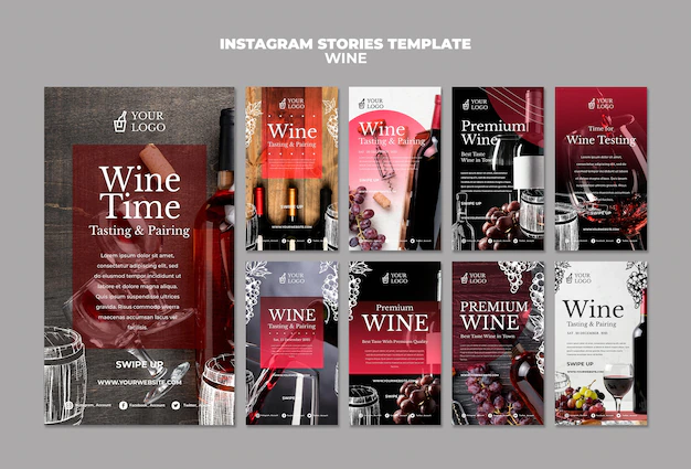 Free PSD | Wine tasting instagram stories template