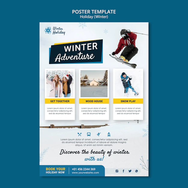 Free PSD | Winter adventure poster template