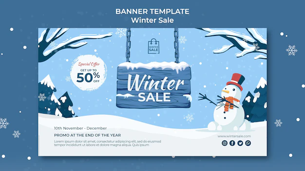 Free PSD | Winter sale banner design template