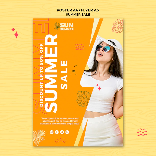 Free PSD | Woman wearing summer clothes sales poster