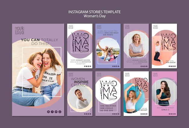 Free PSD | Womans day theme for instagram stories template