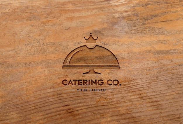 Free PSD | Wood logo effect mockup