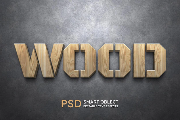 Free PSD | Wood text style effect