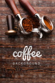 Free PSD | Wooden background with coffee stuff