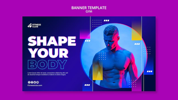 Free PSD | Workout banner template with photo