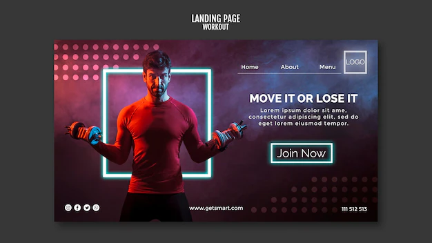 Free PSD | Workout concept landing page design