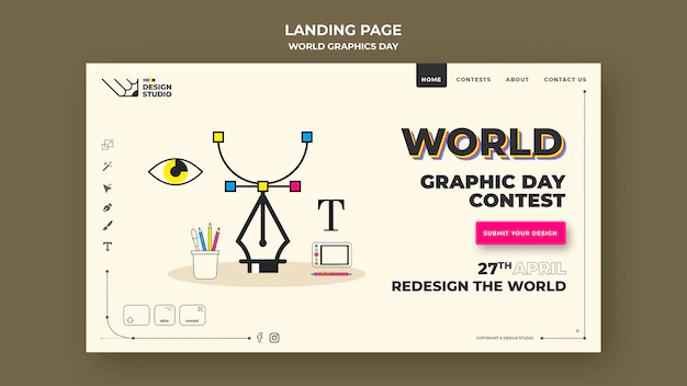 Free PSD | World graphics day landing page template