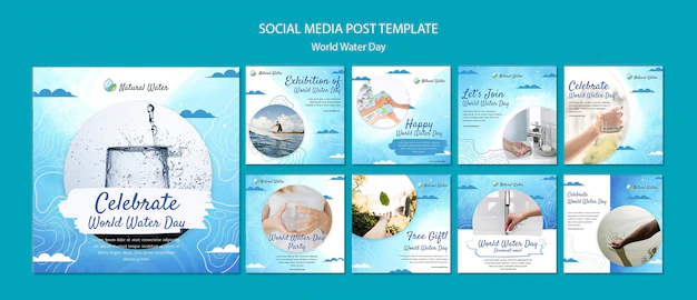 Free PSD | World water day instagram posts template