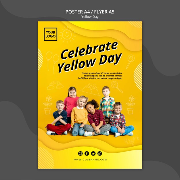 Free PSD | Yellow day concept flyer template