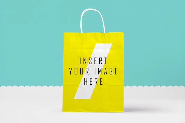 Free PSD | Yellow paper bag mock up