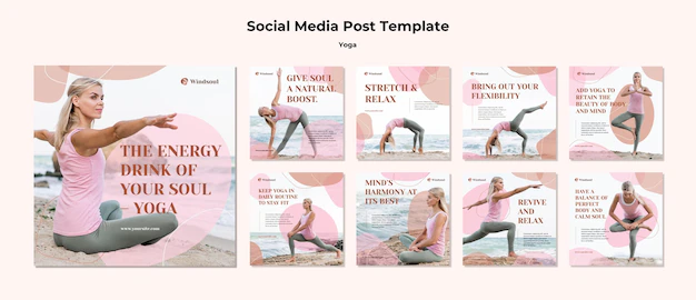 Free PSD | Yoga and meditation instagram posts template