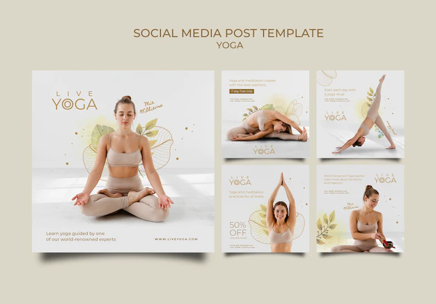 Free PSD | Yoga social media post collection
