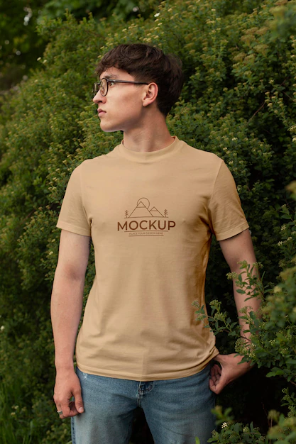 Free PSD | Young man wearing a mock-up t-shirt