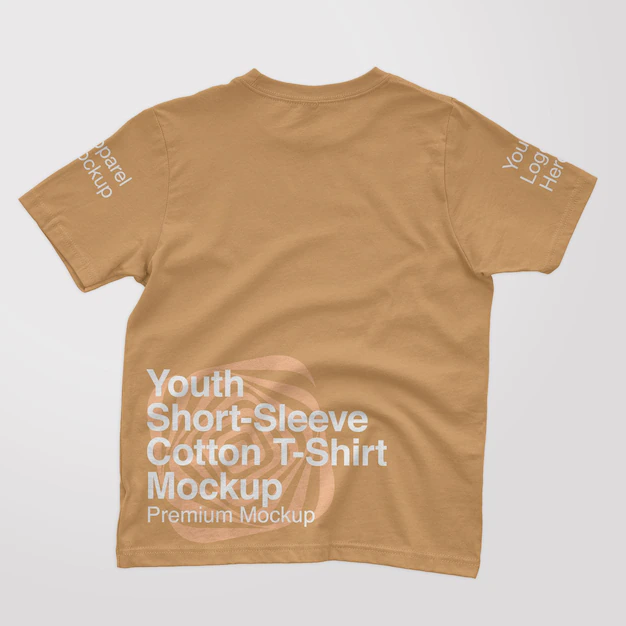 Free PSD | Youth shortsleeve cotton back tshirt mockup