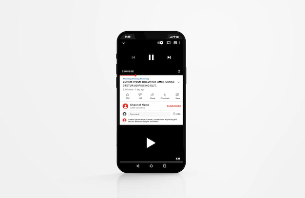 Free PSD | Youtube on mobile phone mockup